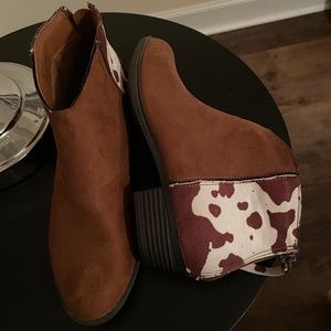Cow Print Booties